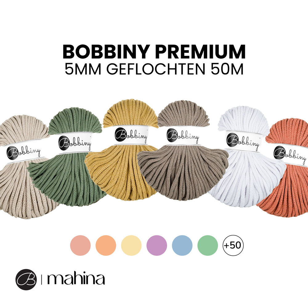 Bobbiny PREMIUM Flechtkordel 5mm geflochten 50m - Garne > Baumwollgarne > Bobbiny > Geflochten > 5mm von mahina