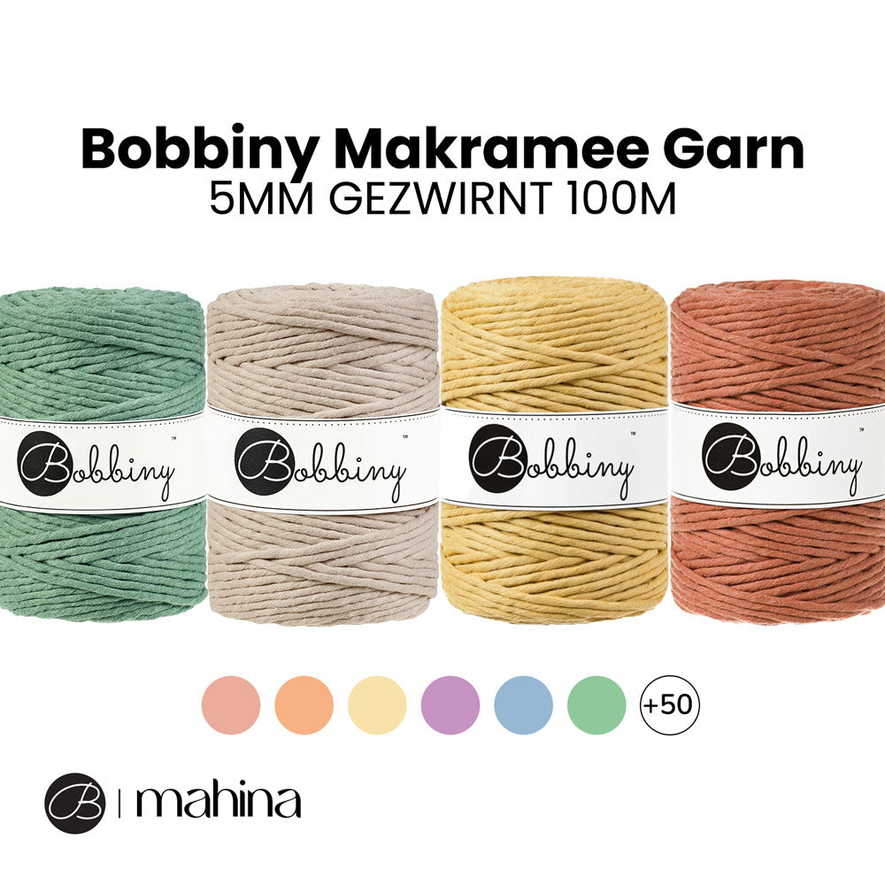 Bobbiny Makramee Garn 5mm gezwirnt 100m - Garne > Baumwollgarne > Bobbiny > Gezwirnt > 5mm von mahina