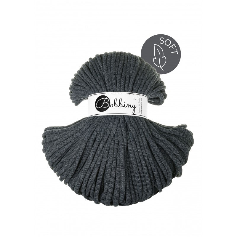 Bobbiny JUMBO SOFT Flechtkordel 8mm geflochten Charcoal 100m - Garne > Baumwollgarne > Bobbiny > Geflochten > 9mm von mahina