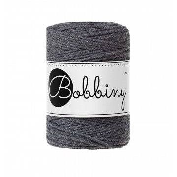 Bobbiny Makramee Garn 1,5mm 3ply Charcoal 100m - Garne > Baumwollgarne > Bobbiny > 3ply > 1,5mm von mahina
