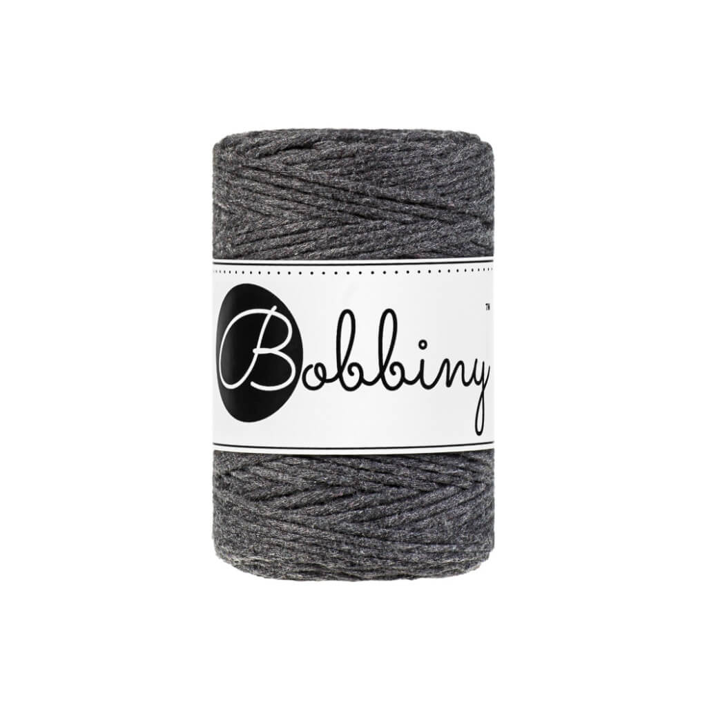 Bobbiny Makramee Garn 1,5mm gezwirnt Charcoal 100m - mahina