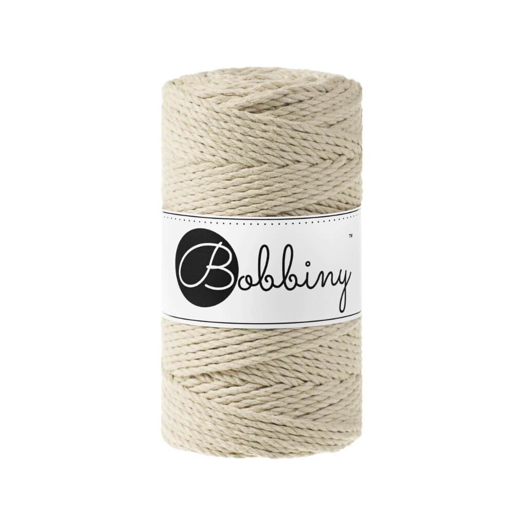 Bobbiny Makramee Garn 3mm 3ply Beige 100m - mahina