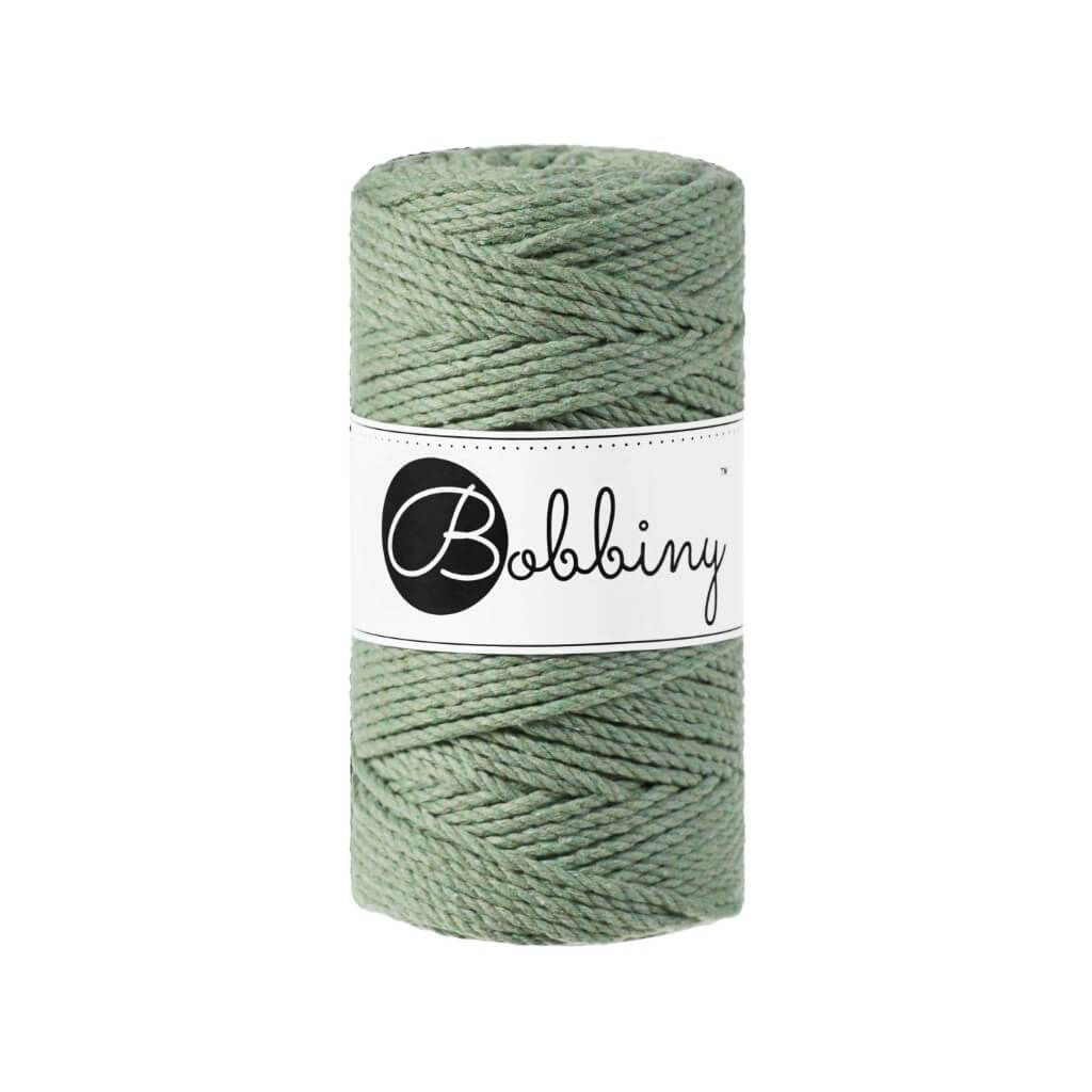 Bobbiny Makramee Garn 3mm 3ply Eucalyptus Green 100m - Garne > Baumwollgarne > Bobbiny > 3ply > 3mm von mahina