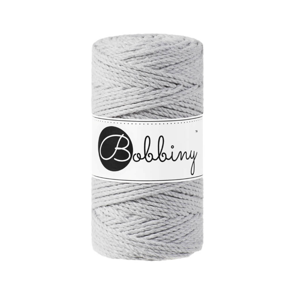 Bobbiny Makramee Garn 3mm 3ply Light Grey 100m - Garne > Baumwollgarne > Bobbiny > 3ply > 3mm von mahina