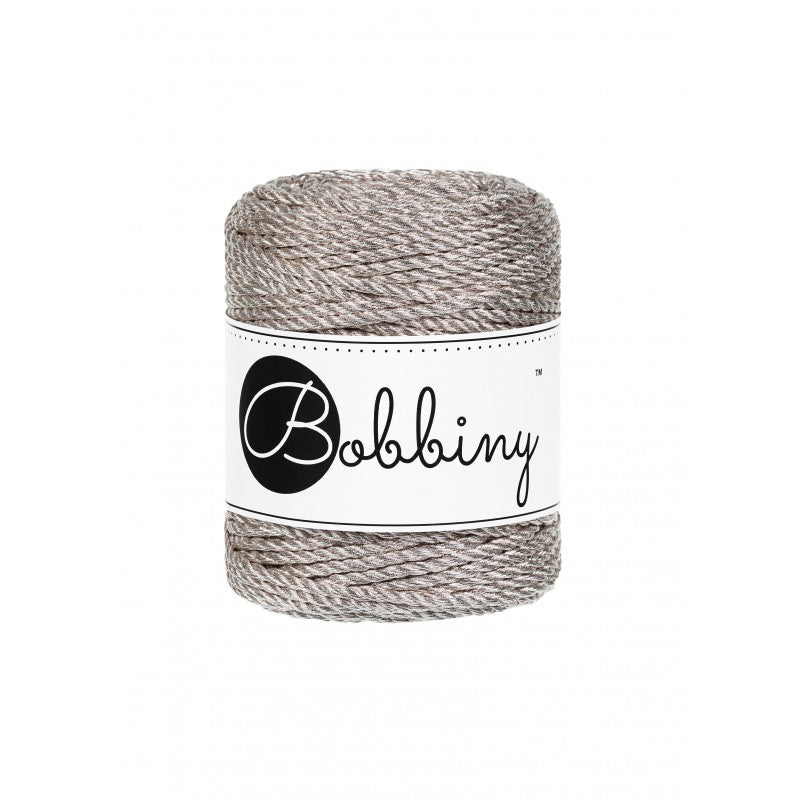 Bobbiny Makramee Garn 3mm 3ply Metallic Platinum 50m - Garne > Baumwollgarne > Bobbiny > 3ply > 3mm von mahina