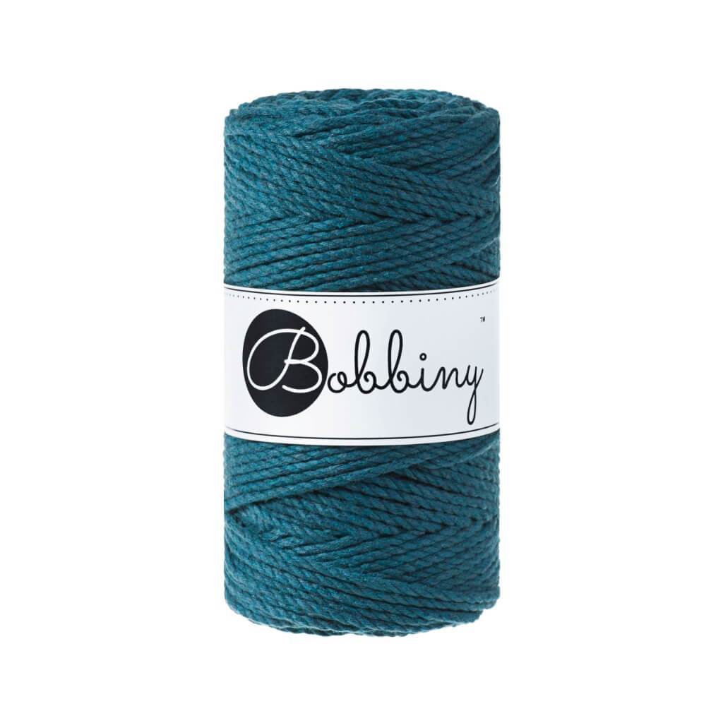 Bobbiny Makramee Garn 3mm 3ply Peacock Blue 100m - mahina