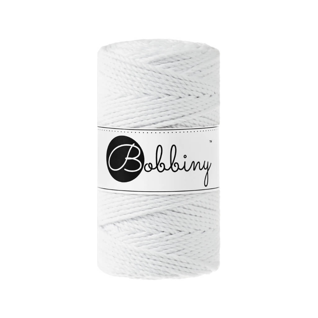 Bobbiny Makramee Garn 3mm 3ply White 100m - mahina