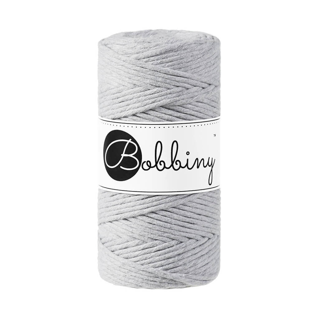 Bobbiny Makramee Garn 3mm gezwirnt Light Grey 100m - mahina