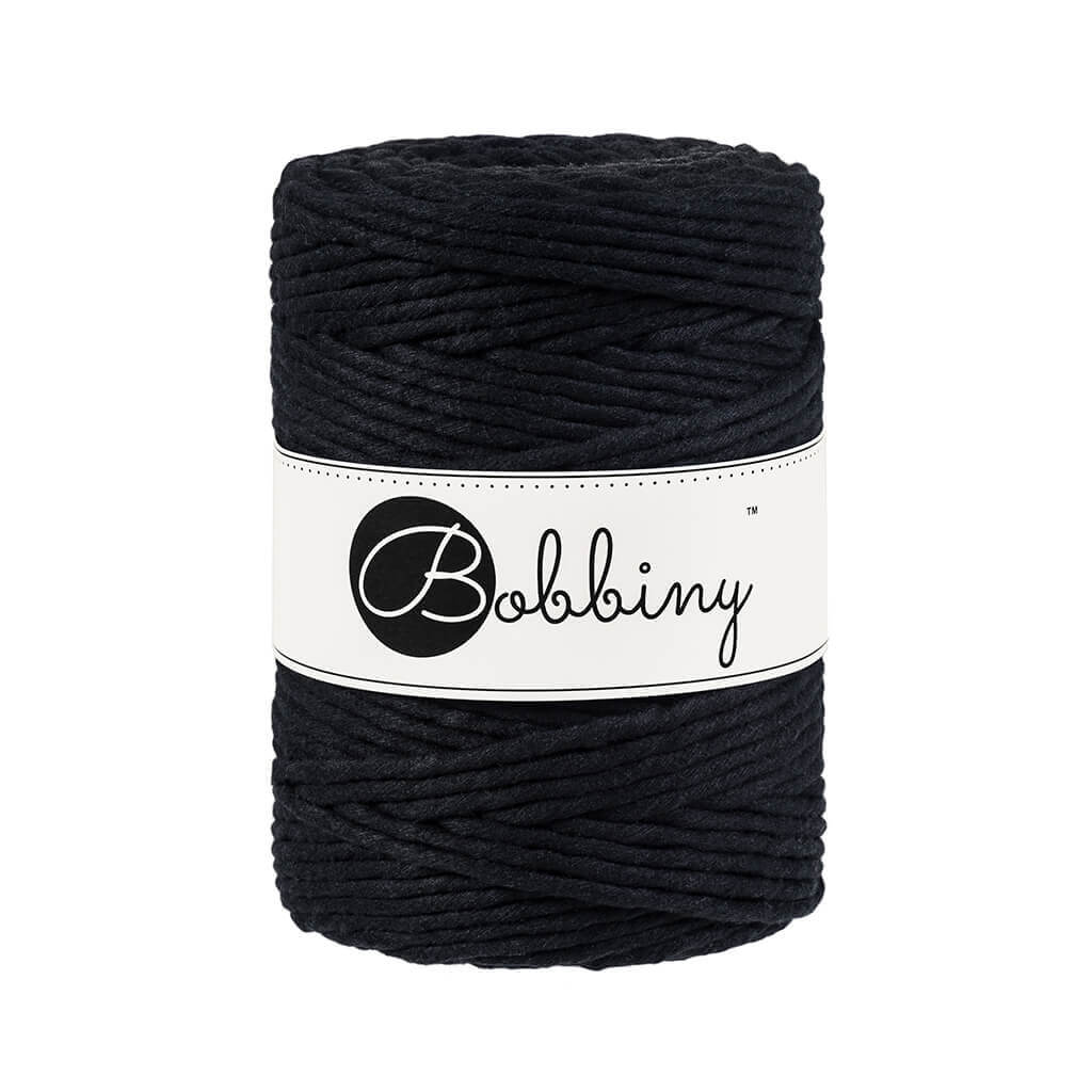 Bobbiny Makramee Garn 5mm 3ply Black 100m - mahina