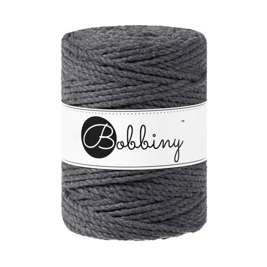 Bobbiny Makramee Garn 5mm 3ply Charcoal 100m - mahina