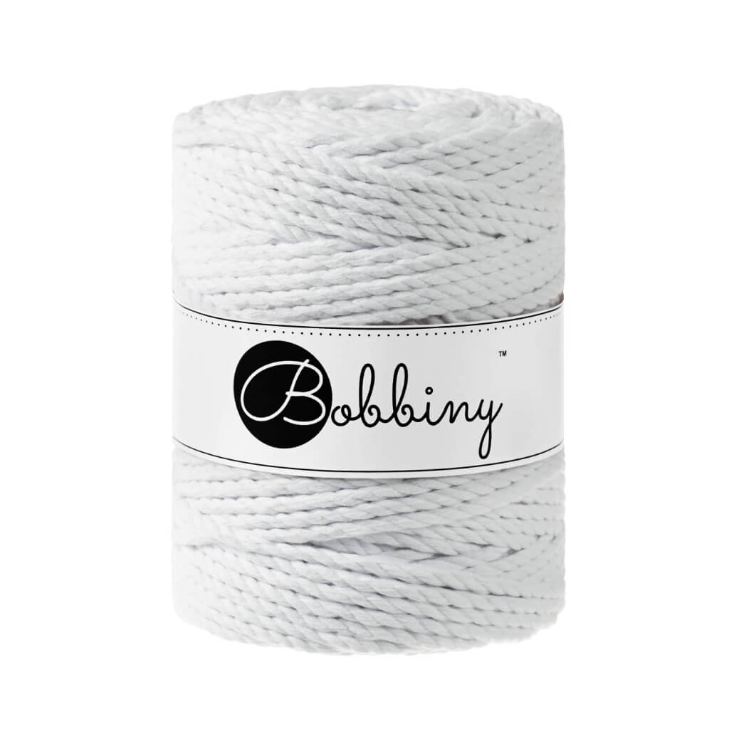 Bobbiny Makramee Garn 5mm 3ply White 100m - Garne > Baumwollgarne > Bobbiny > 3ply > 5mm von mahina