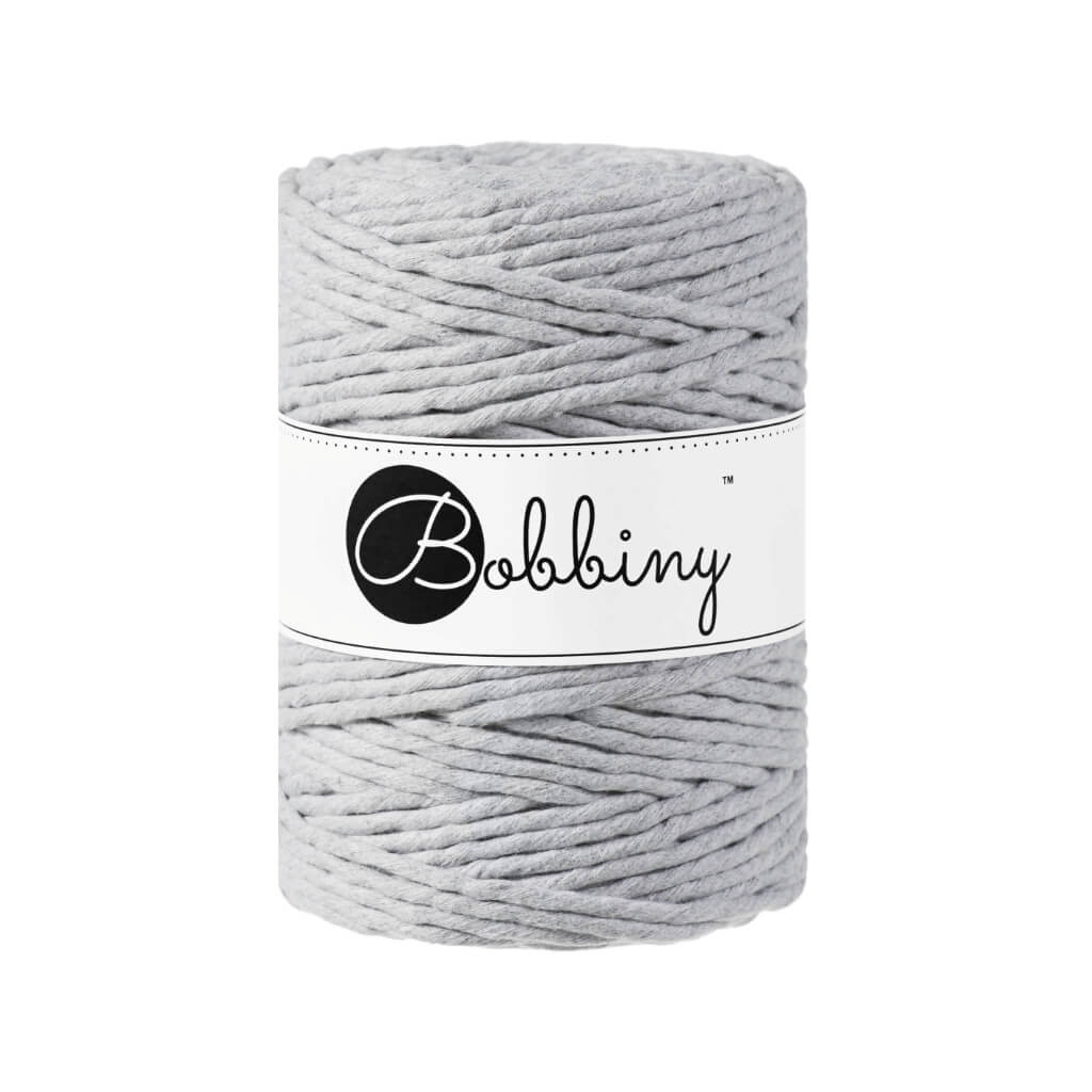 Bobbiny Makramee Garn 5mm gezwirnt Light Grey 100m - mahina