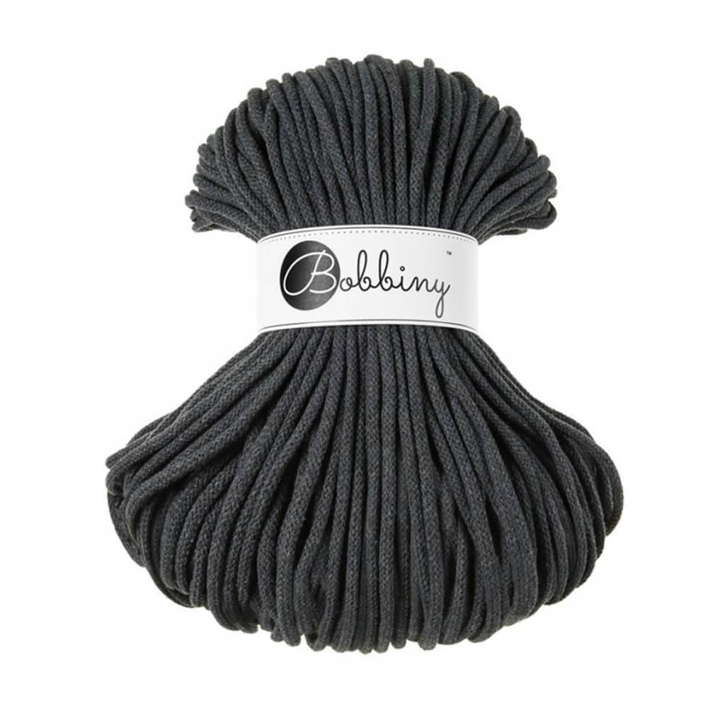Bobbiny PREMIUM Flechtkordel 5mm geflochten Charcoal 100m - Garne > Baumwollgarne > Bobbiny > Geflochten > 5mm von mahina