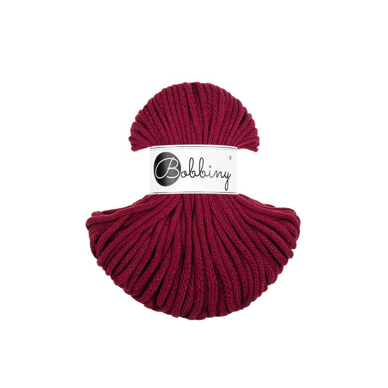 Bobbiny PREMIUM Flechtkordel 5mm geflochten Wine Red 50m - Garne > Baumwollgarne > Bobbiny > Geflochten > 5mm von mahina