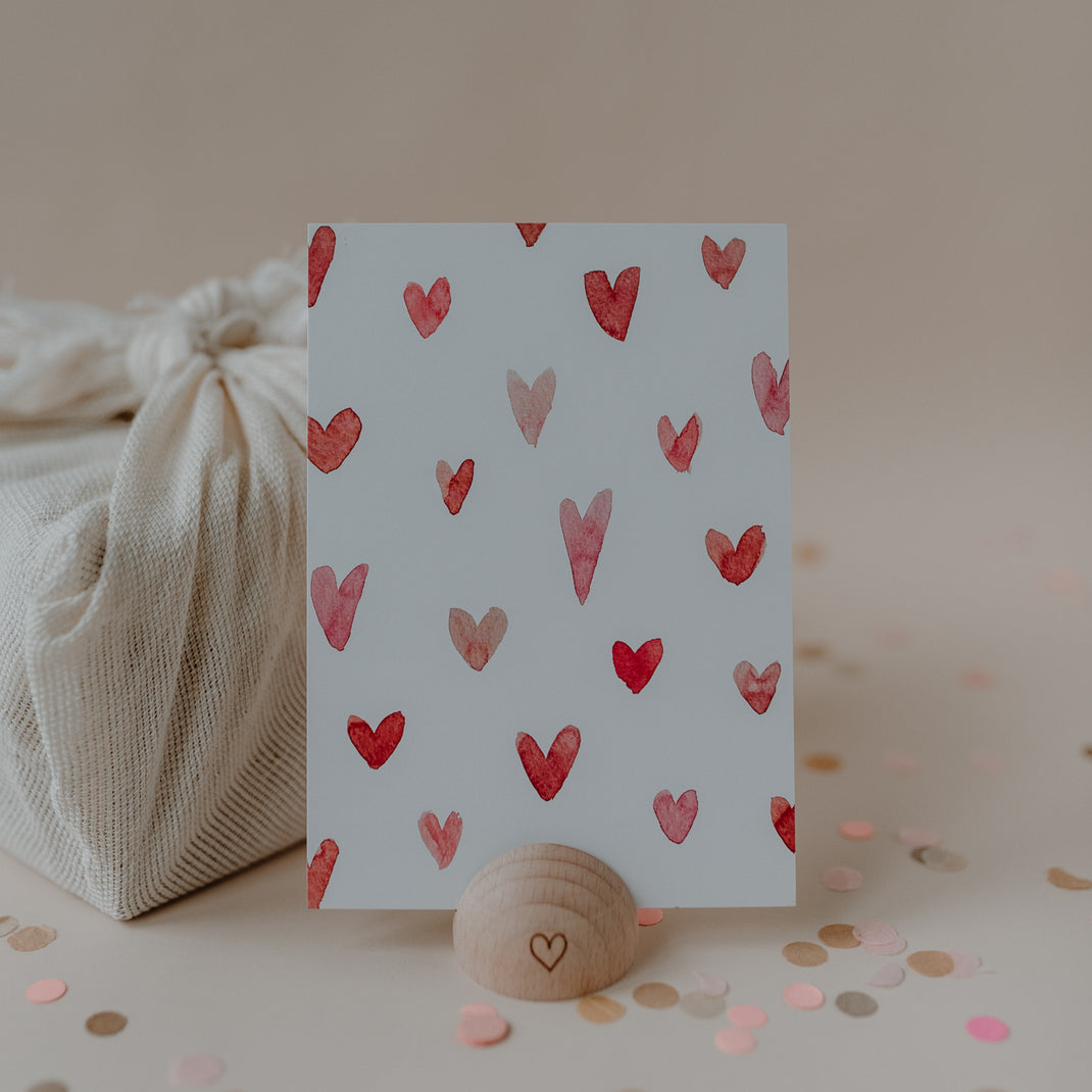 Eulenschnitt Aquarellkarte "Hearts" - Postkarten von mahina