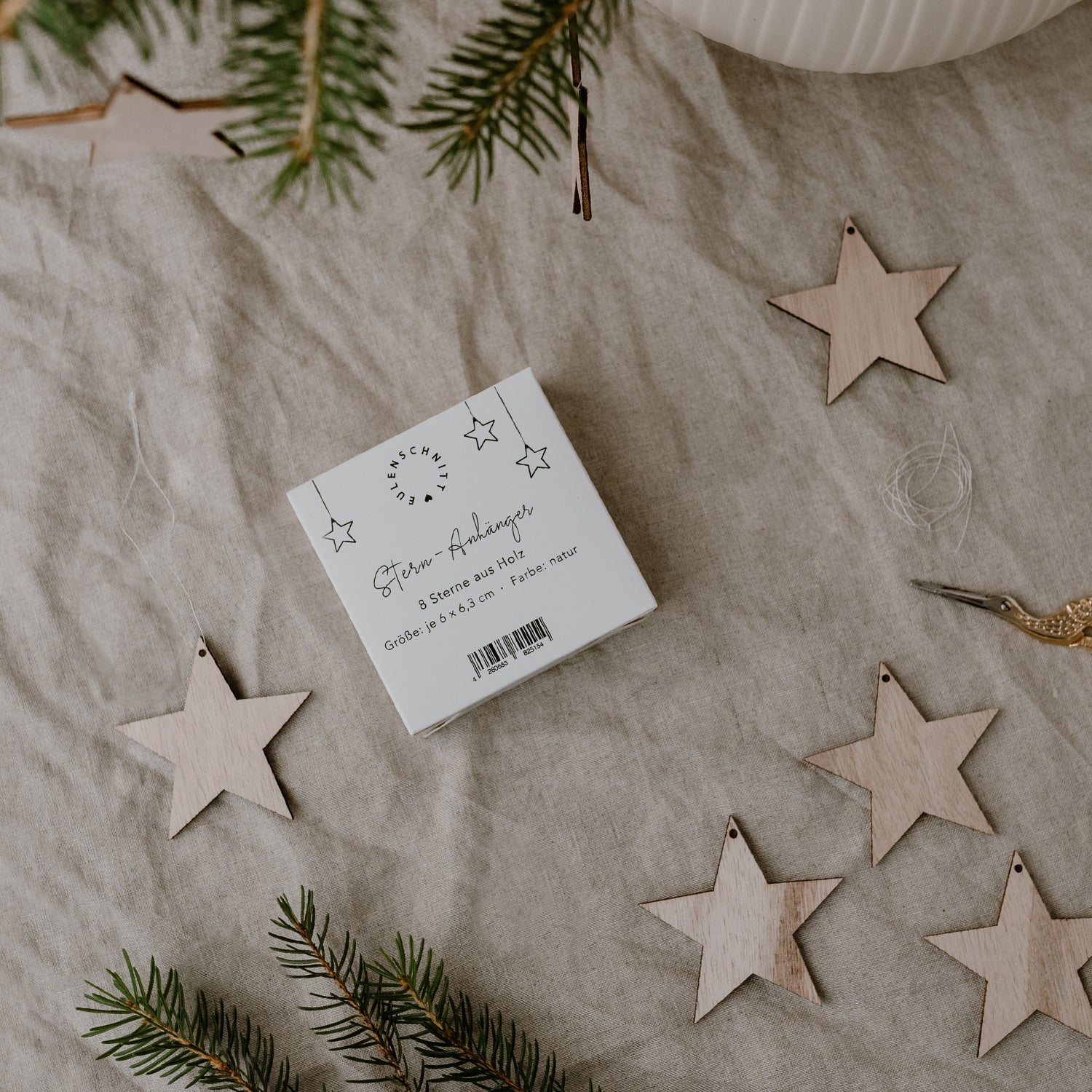 Eulenschnitt Holzanhänger Stern natur im 8er Set - Bastelbedarf -> Holz > Holzkränze von mahina
