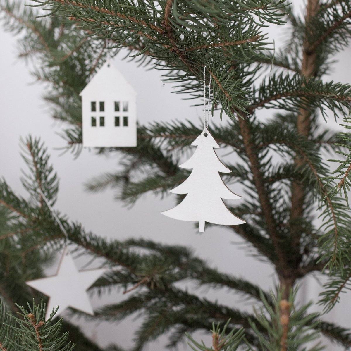 Eulenschnitt Holzanhänger Tanne weiß, 8er Set - Bastelbedarf -> Holz > Holzkränze von mahina