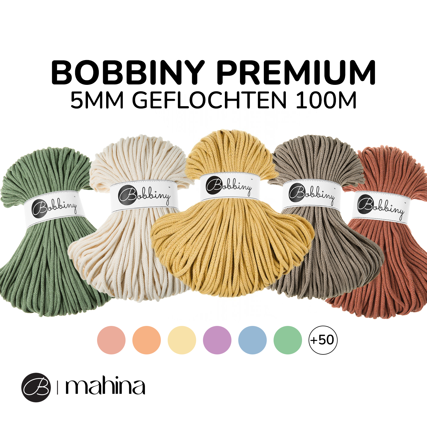 mahina x Bobbiny Crochet Set – Square Edition - Garne > Baumwollgarne > Bobbiny > Geflochten > 5mm von mahina