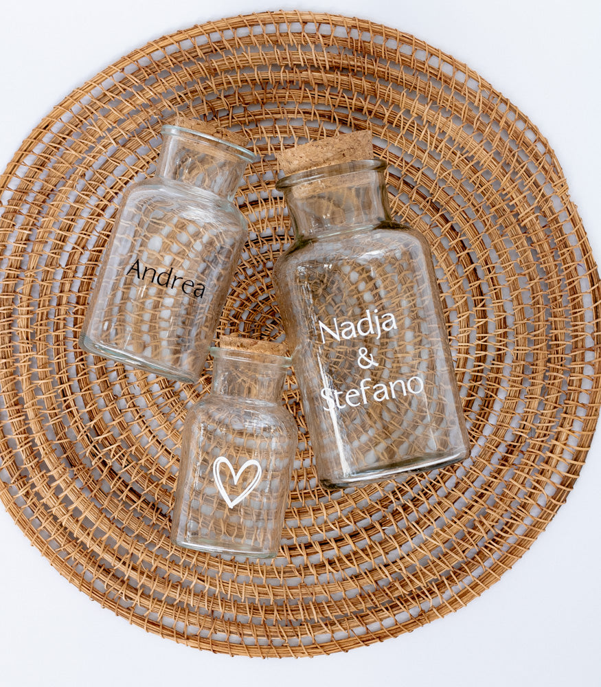 Personalisierbares Korkenglas 125ml - Bastelbedarf -> Glas -> Korkengläser von mahina