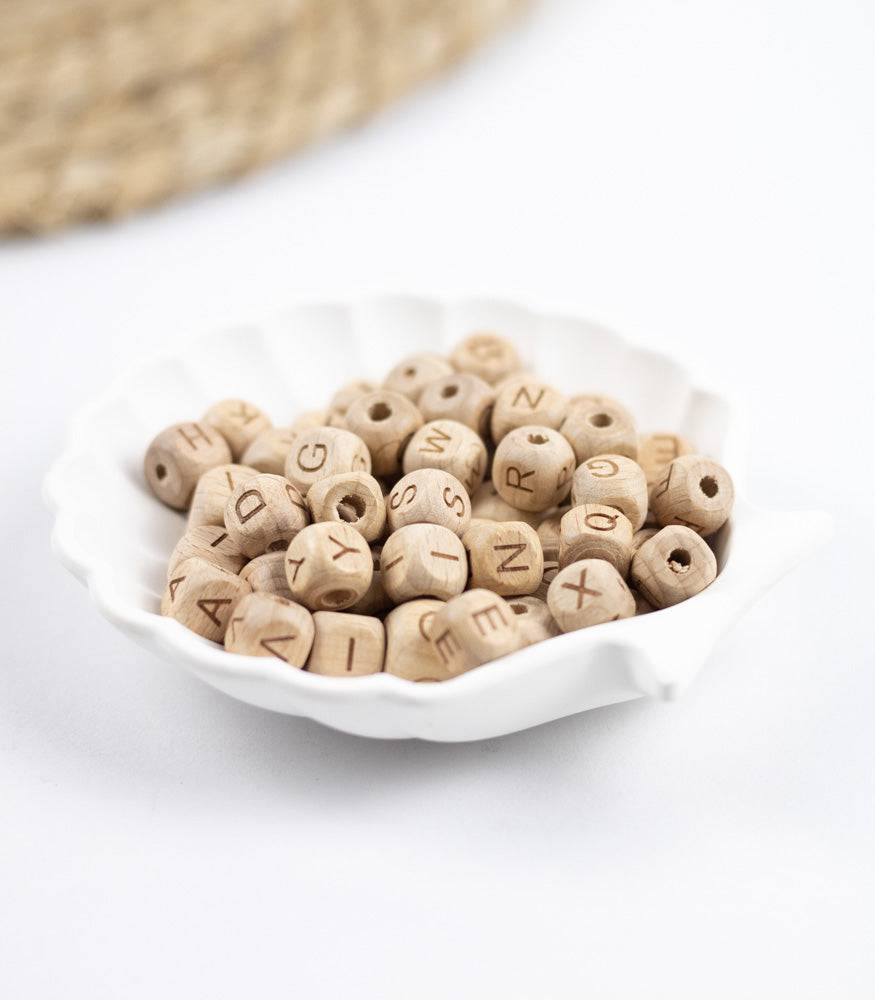 Buchstaben Perlen Buchenholz 10mm/12mm - Bastelbedarf -> Holz > Holzperlen -> Buchstaben von mahina