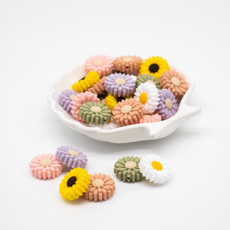 Silikonperle "Blume" 22mm 6 Farben - Bastelbedarf -> Silikon -> Silikonperlen -> Rund von mahina