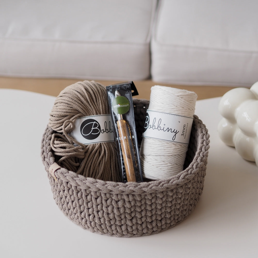 Handgemachter Häkelkorb "Rund" mit Boden - mahina x kilea - Interior > Dekoration > Häkelprodukte von mahina