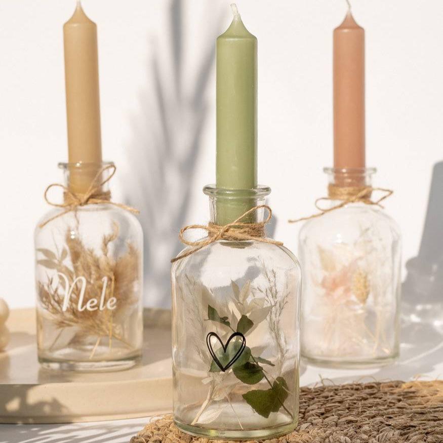 Personalisierbarer Kerzenständer mit Trockenblumen - Interior -> MAHINA Handmade -> Trockenblumen von mahina