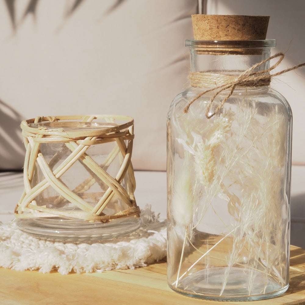 Personalisierbares Korkenglas mit Trockenblumen "White Passion" 3 Größen - Interior -> MAHINA Handmade -> Trockenblumen von mahina