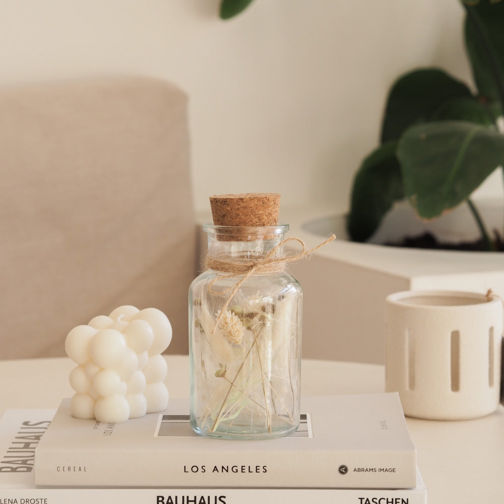 Personalisierbares Korkenglas mit Trockenblumen "Wild Green" 3 Größen - Interior -> MAHINA Handmade -> Trockenblumen von mahina