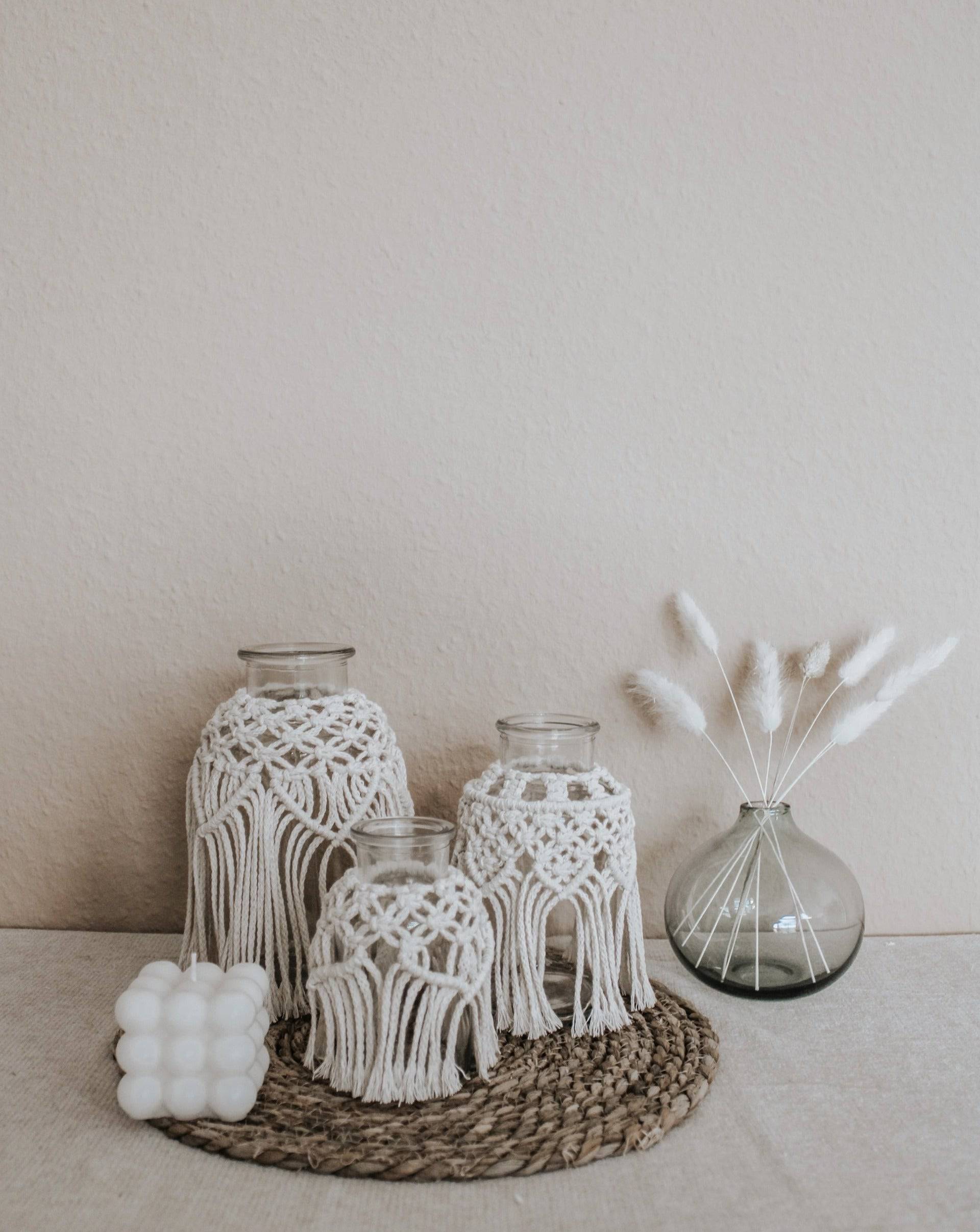 Handgemachte Makramee Vase/Windlicht - Interior > Dekoration > Makramee von mahina
