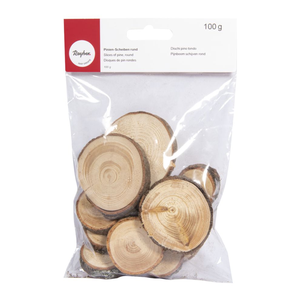 Pinien-Scheiben rund, 3-5cm, Beutel 100g - Bastelbedarf -> Holz > Baumscheiben von mahina
