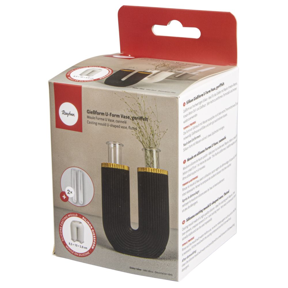 Silikon Gießform Regenbogen U-Form Vase geriffelt 8,5x3,8x10cm, inkl. 2 Reagenzgläser - Bastelbedarf -> Gießen von mahina
