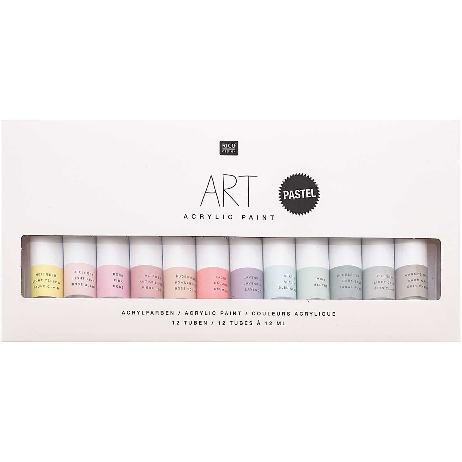 ART Künstler Acrylfarben-Set Pastell 12x12ml - Bastelbedarf -> Acyrlfarben & Zubehör von mahina