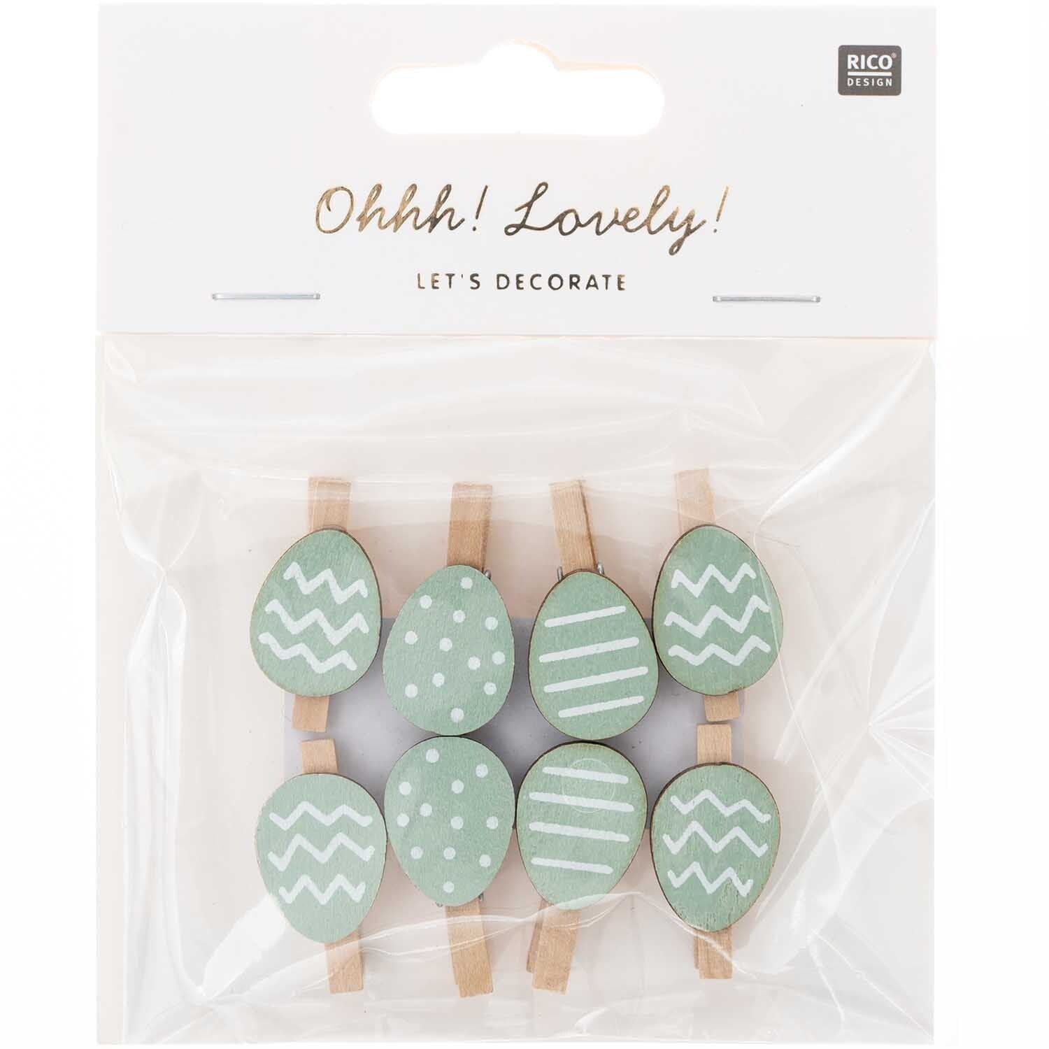 Dekoklammern Osterei 8 Stück Mint - Bastelbedarf -> Geschenkverpackungen von mahina