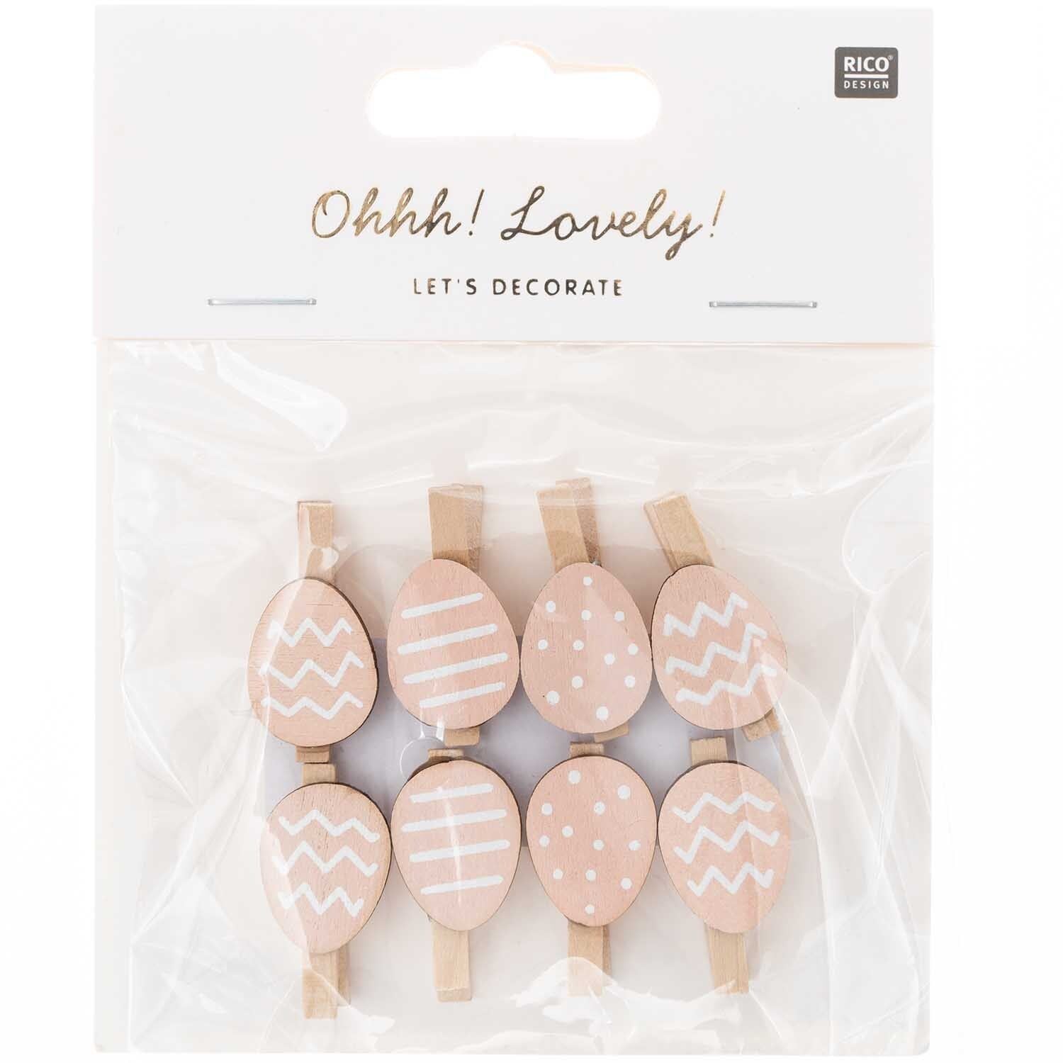Dekoklammern Osterei 8 Stück Puder - Bastelbedarf -> Geschenkverpackungen von mahina