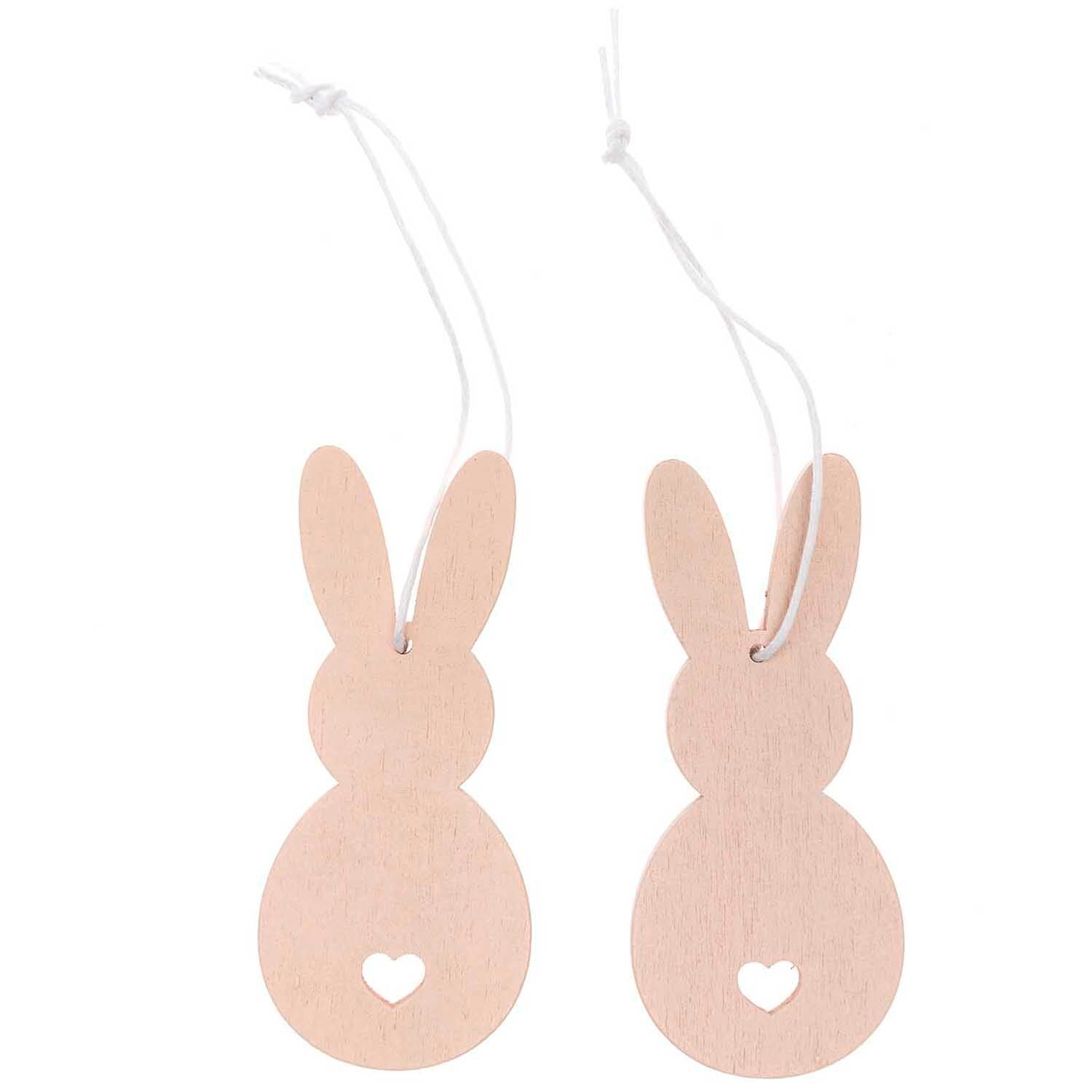 Holzhänger Hase 2 Stück Puder - Bastelbedarf -> Geschenkverpackungen von mahina