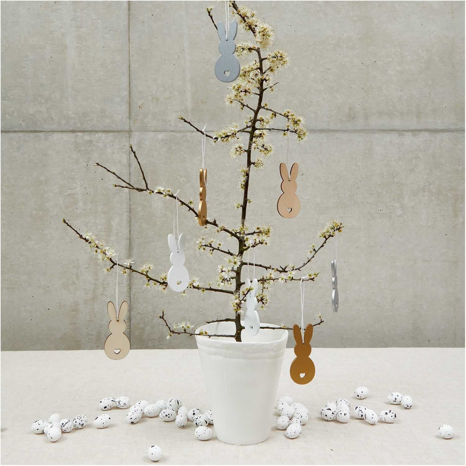 Holzhänger Hase 2 Stück Weiß - Bastelbedarf -> Geschenkverpackungen von mahina