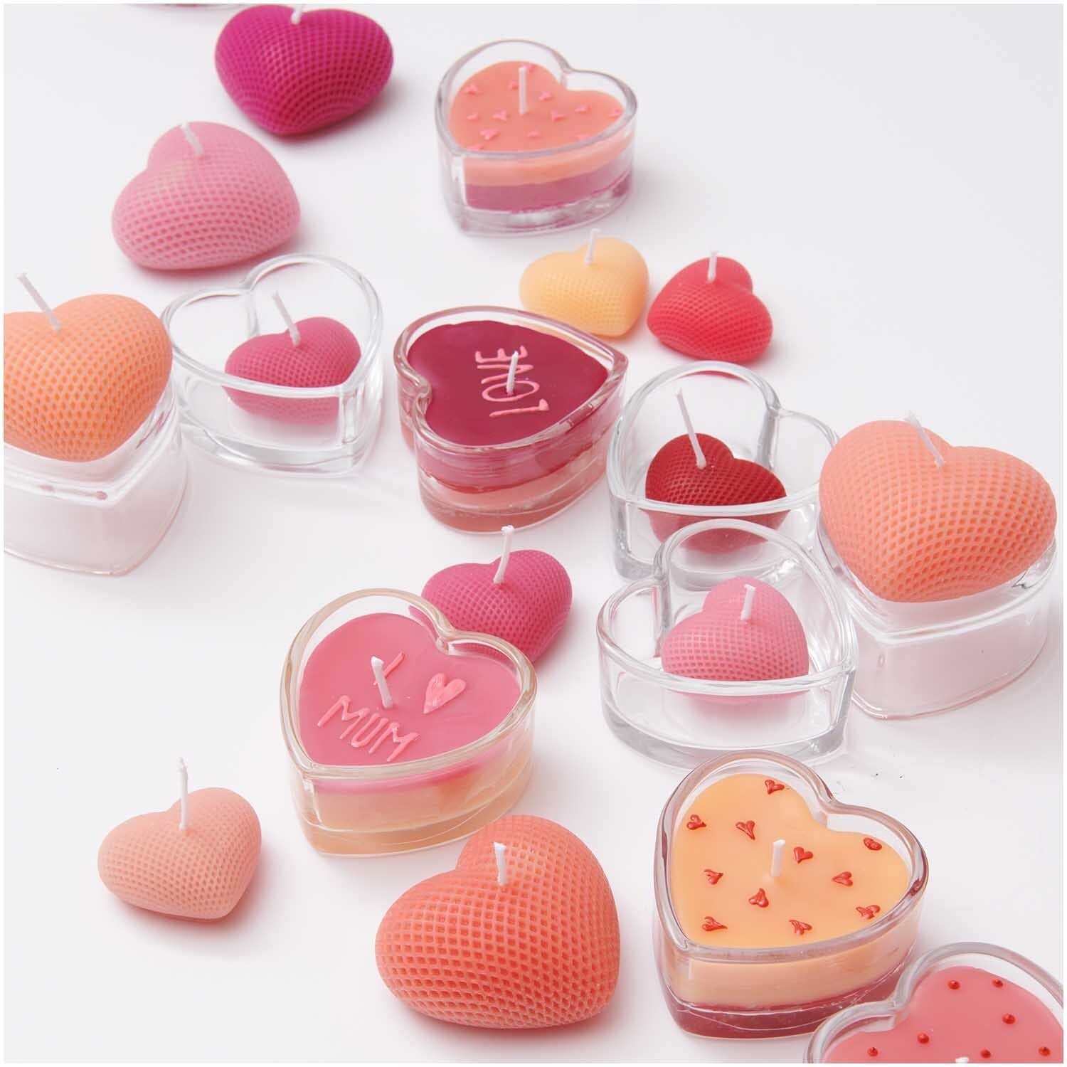 Kerzenglas Herz 7,7x7,7x3,8cm - Bastelbedarf -> Gießen von mahina