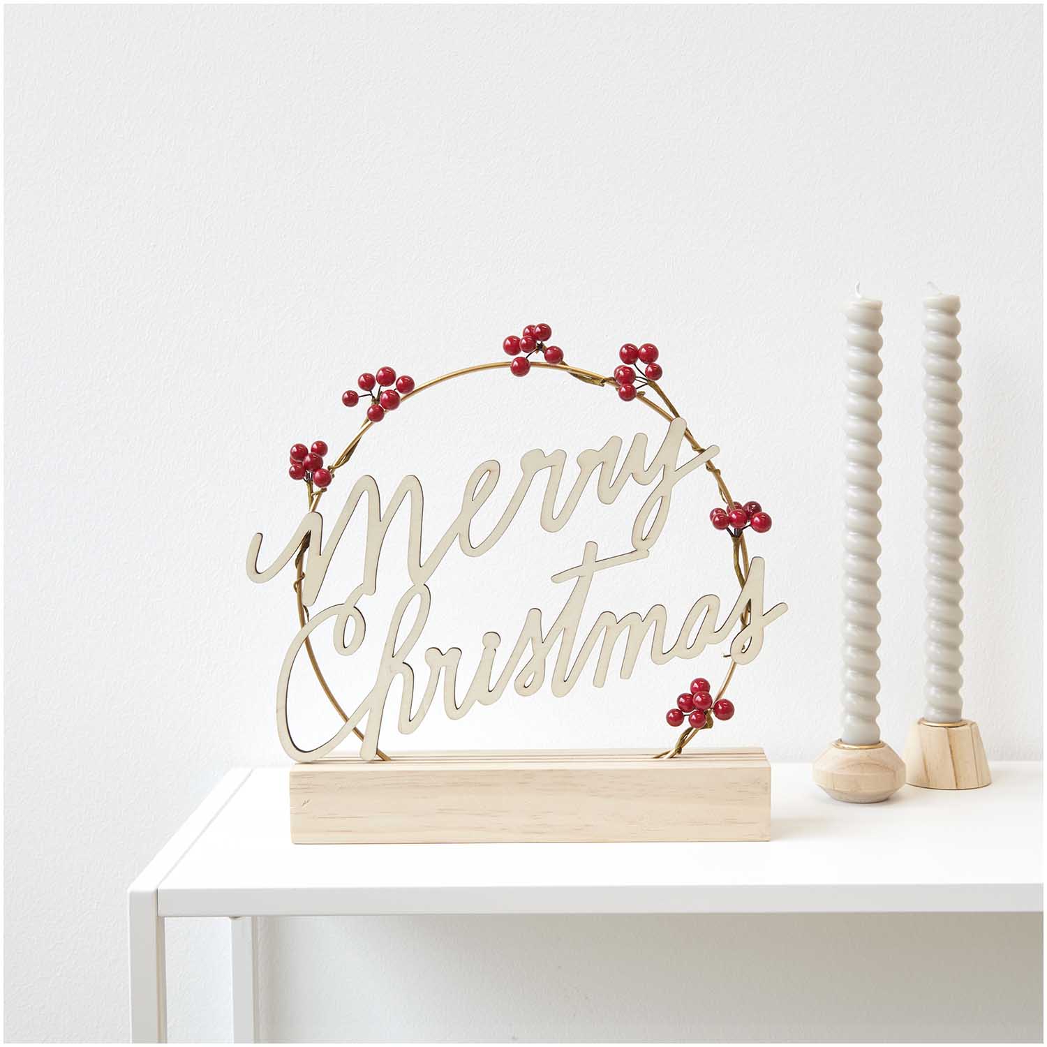 Rico Design Holzschriftzug magnetisch "Merry Christmas", 28,5x18,5cm - Bastelbedarf -> Holz > Holzkränze von mahina