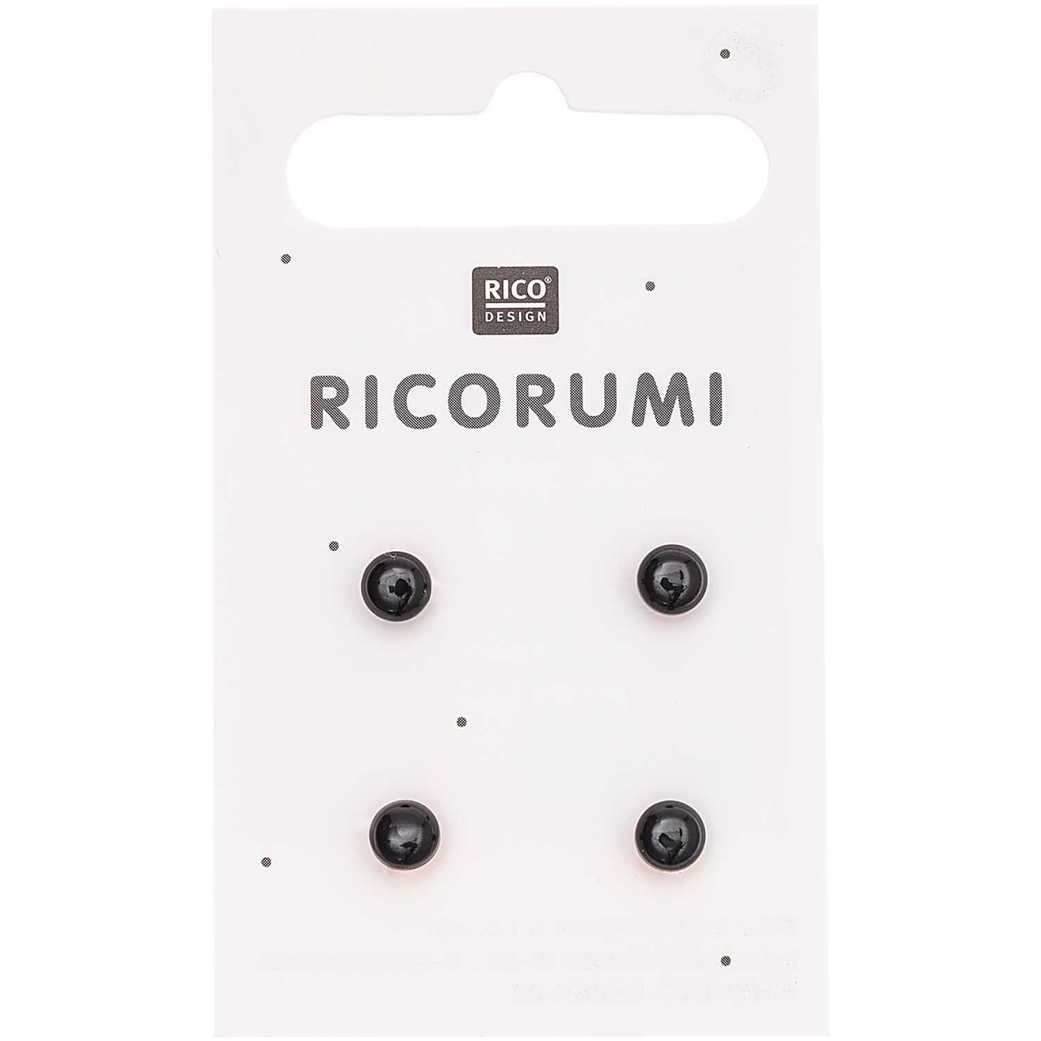 Ricorumi Knopfaugen Braun-Schwarz 5mm, 4 Stück mit Steg - Garne -> Ricorumi von mahina