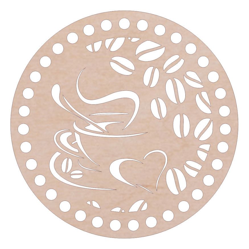 Holzdeckel für Häkelkorb "Kaffee", verschiedene Größen - Bastelbedarf -> Häkeln und Stricken -> Häkeldeckel von mahina