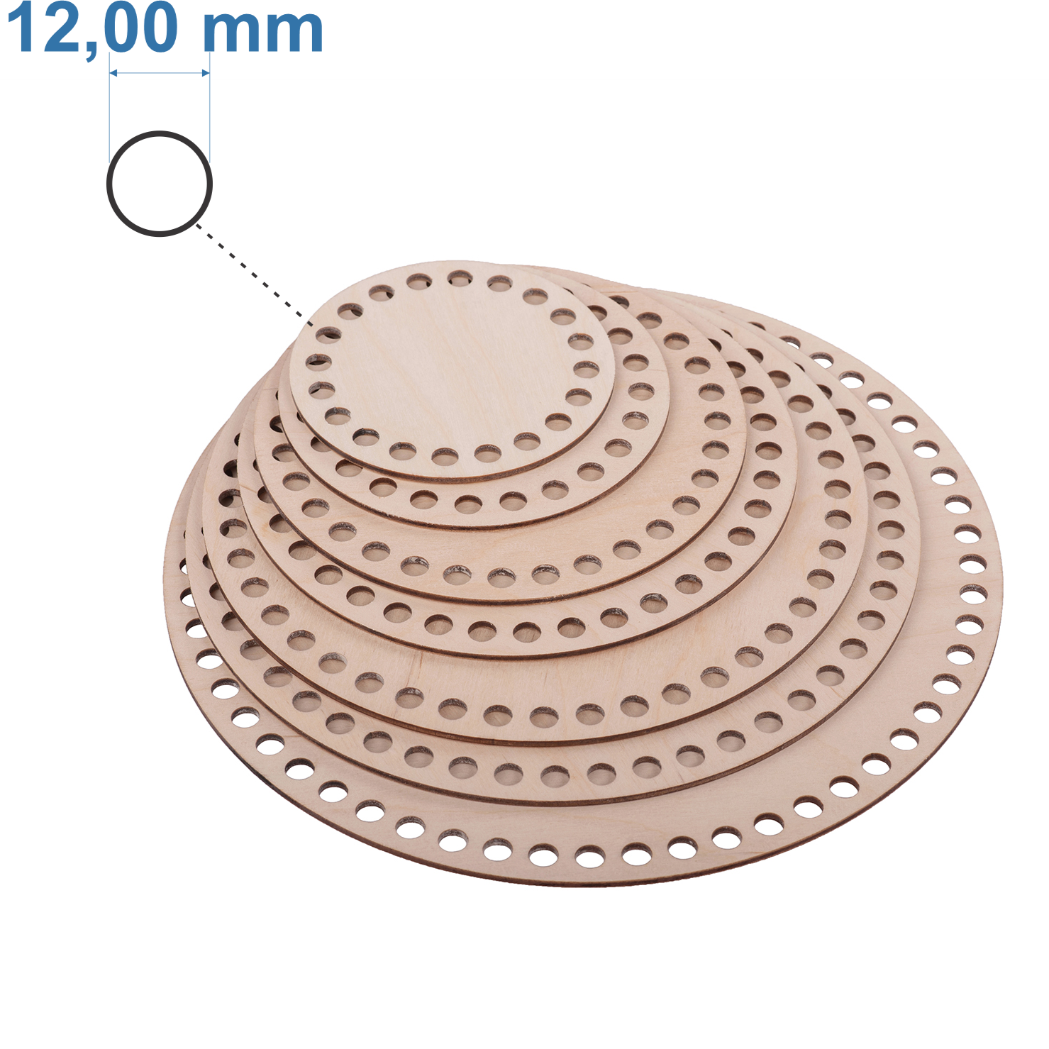 Häkelboden "Rund" Birkenholz 12mm Bohrung 7 Größen - Bastelbedarf -> Häkeln und Stricken -> Häkelboden von mahina