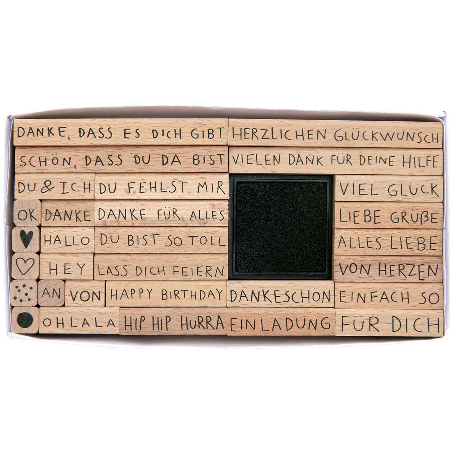 Paper Poetry Stempelset "Texte Deutsch" 31teilig, FSC 100% - mahina