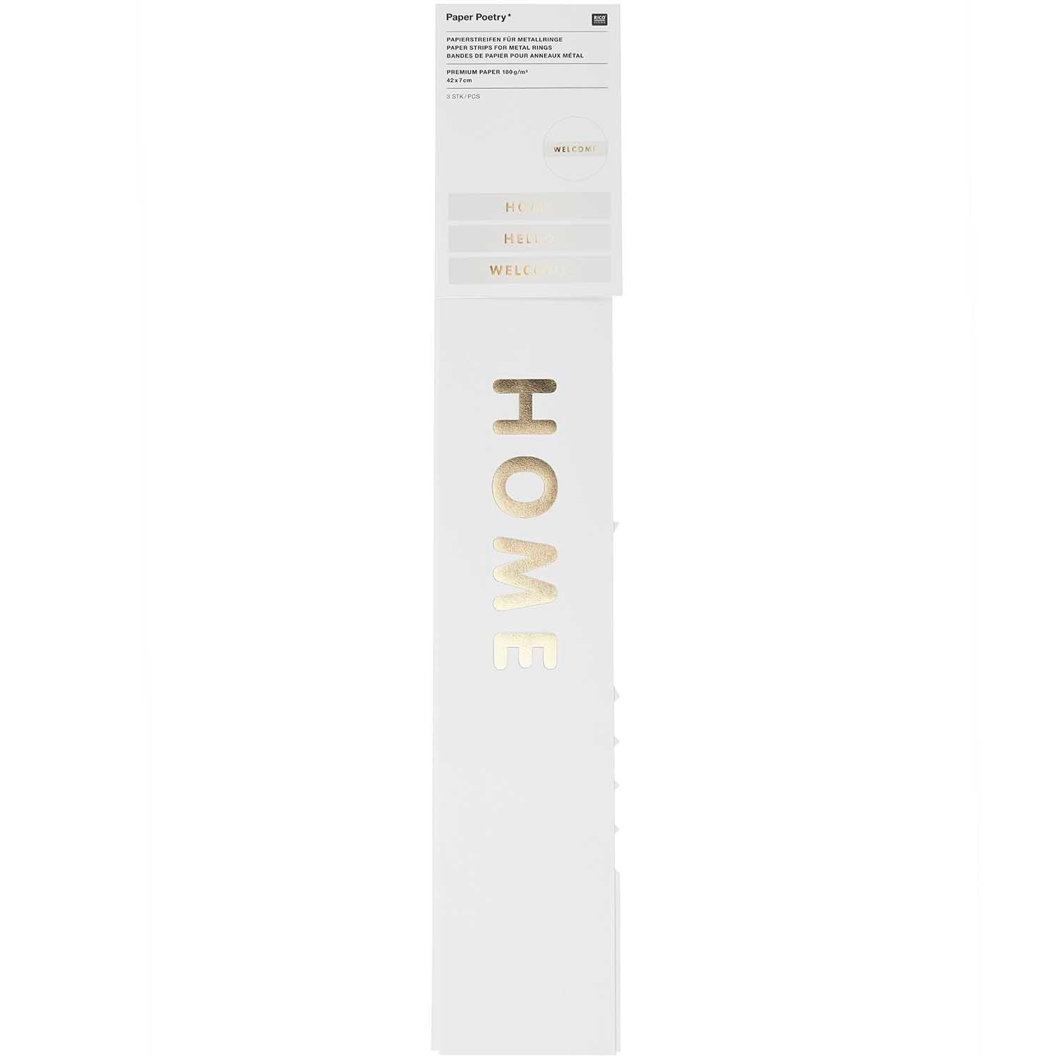 Papierstreifen in weiß 7x42cm, 3 Stück - mahina