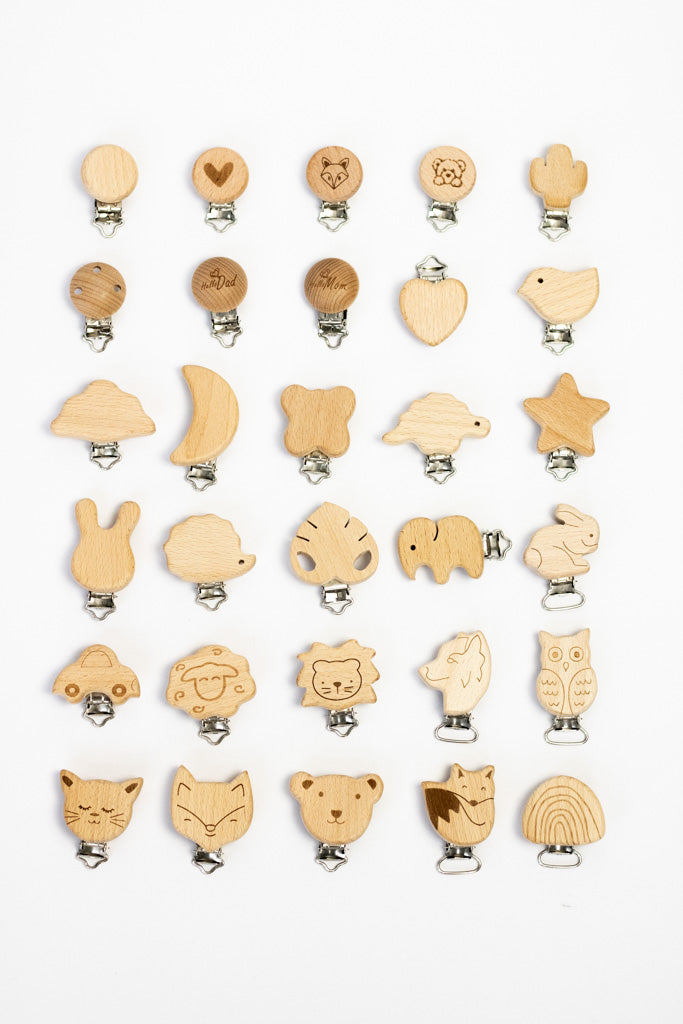 Schnullerclip "Fuchs Motiv" aus Buchenholz - Bastelbedarf -> Holz > Schnullerclips von mahina