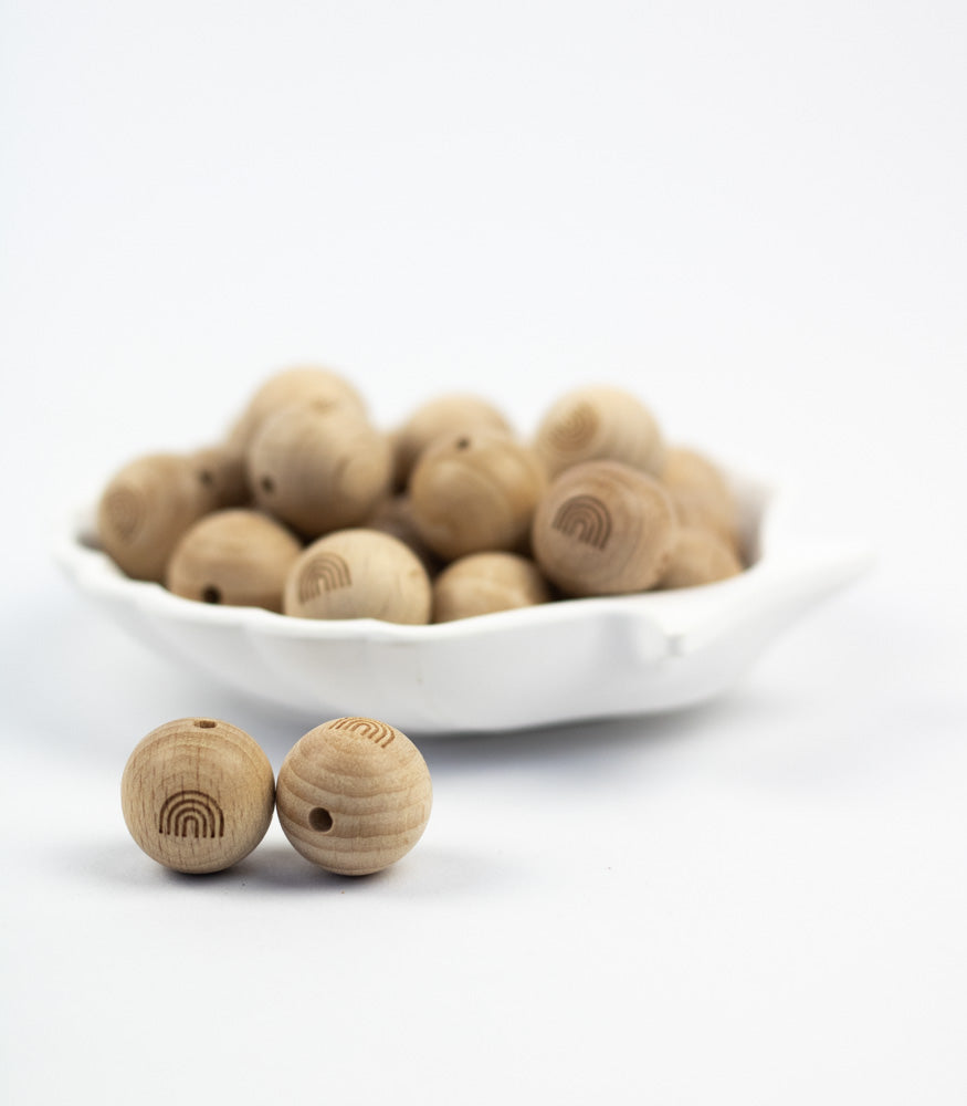 Runde Holzperle "Regenbogen" aus Buchenholz 18mm - mahina