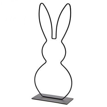 Metall Hase stehend in schwarz, 29cm - mahina