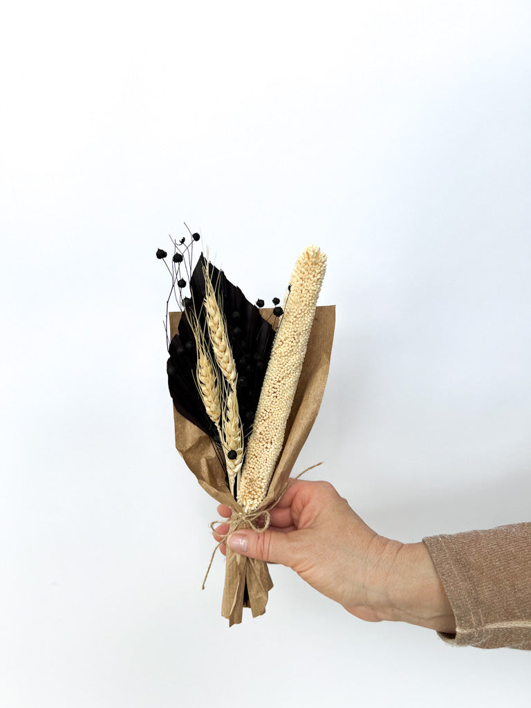 Mini Strauß "PALM LEAF" in schwarz/weiß - SALE - mahina