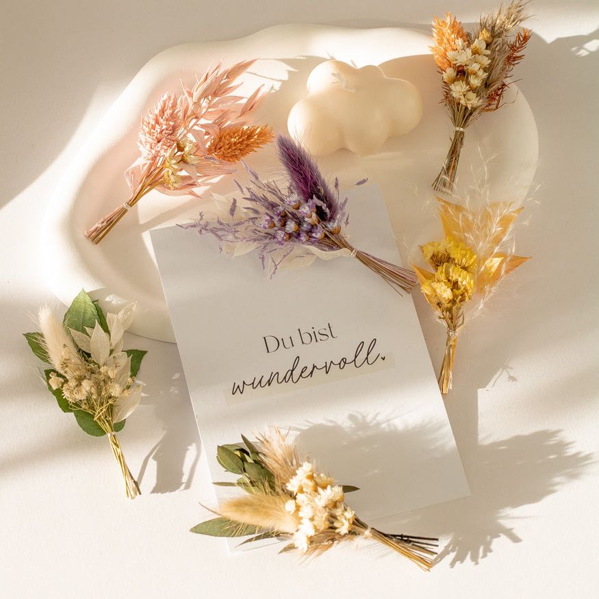 Mini Bouquet aus Trockenblumen, verschiedene Farben - Trockenblumen -> Sträuße von mahina