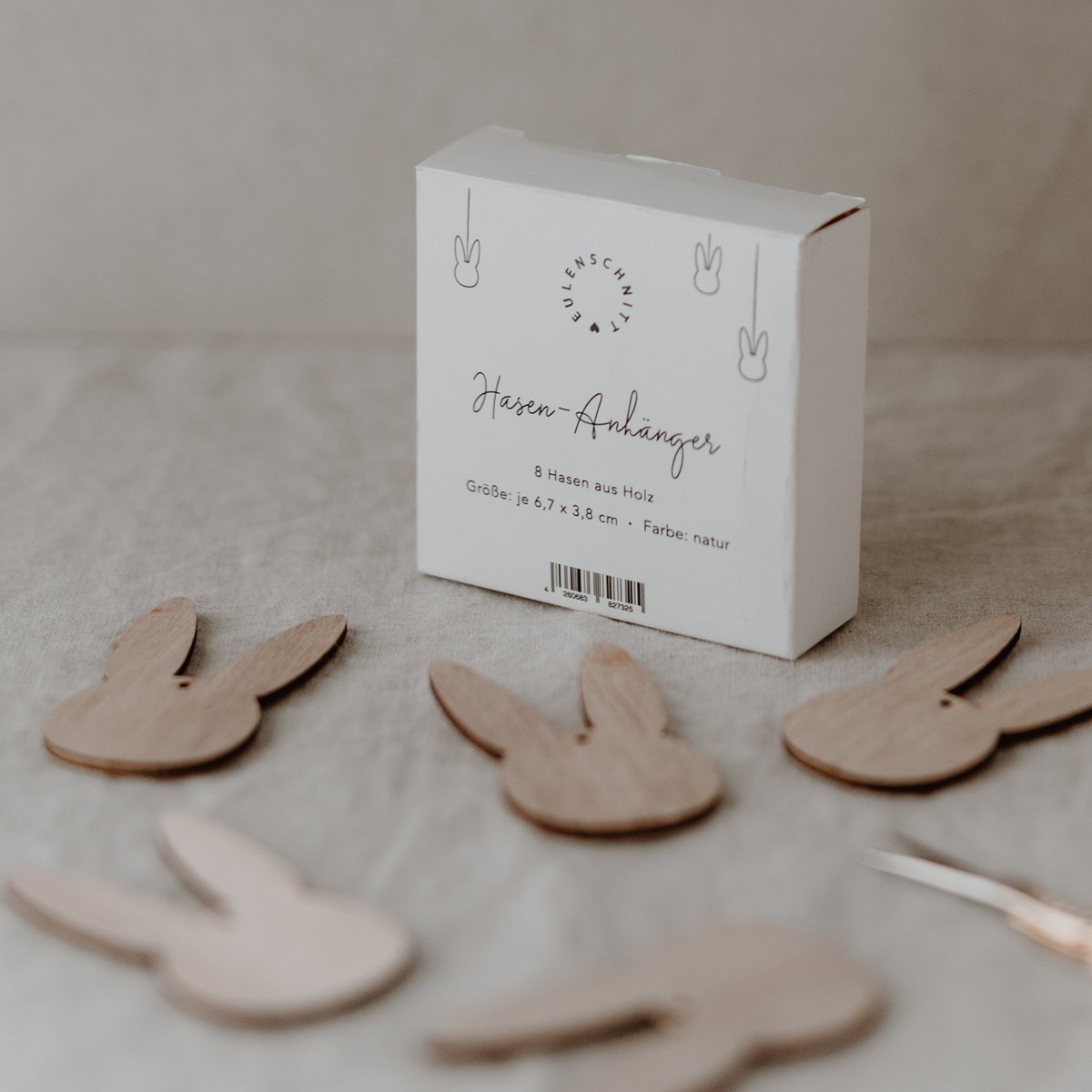 Eulenschnitt Holzanhänger Hase, 8er Set - mahina